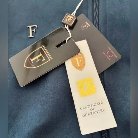 “F Collections" Jacket Size Small Blue Suede Zippered Front Long Sleeve Hooded - Picture 4 of 8